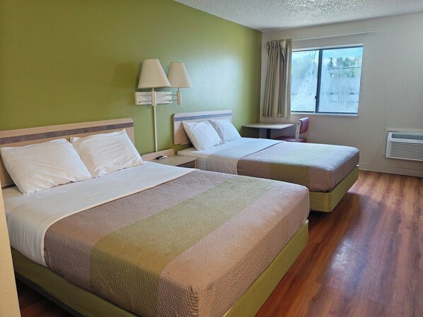 Desk, free WiFi, bed sheets, alarm clocks