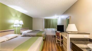 Desk, free WiFi, bed sheets, alarm clocks