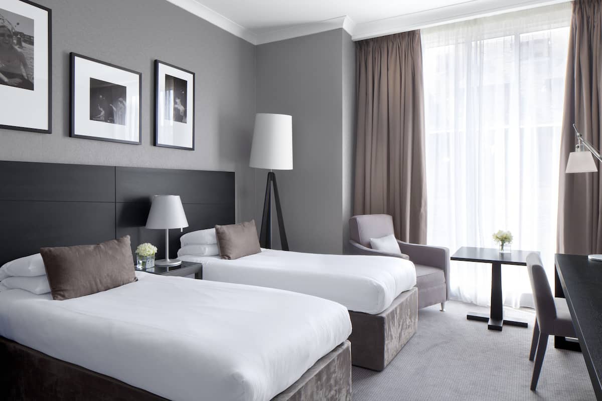 Hypo-allergenic bedding, minibar, in-room safe, desk