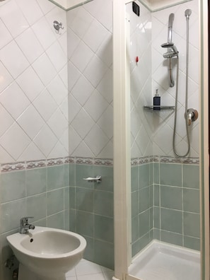 Triple Room | Bathroom | Shower, hair dryer, towels