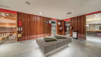 Sauna, steam room, deep-tissue massages, sports massages