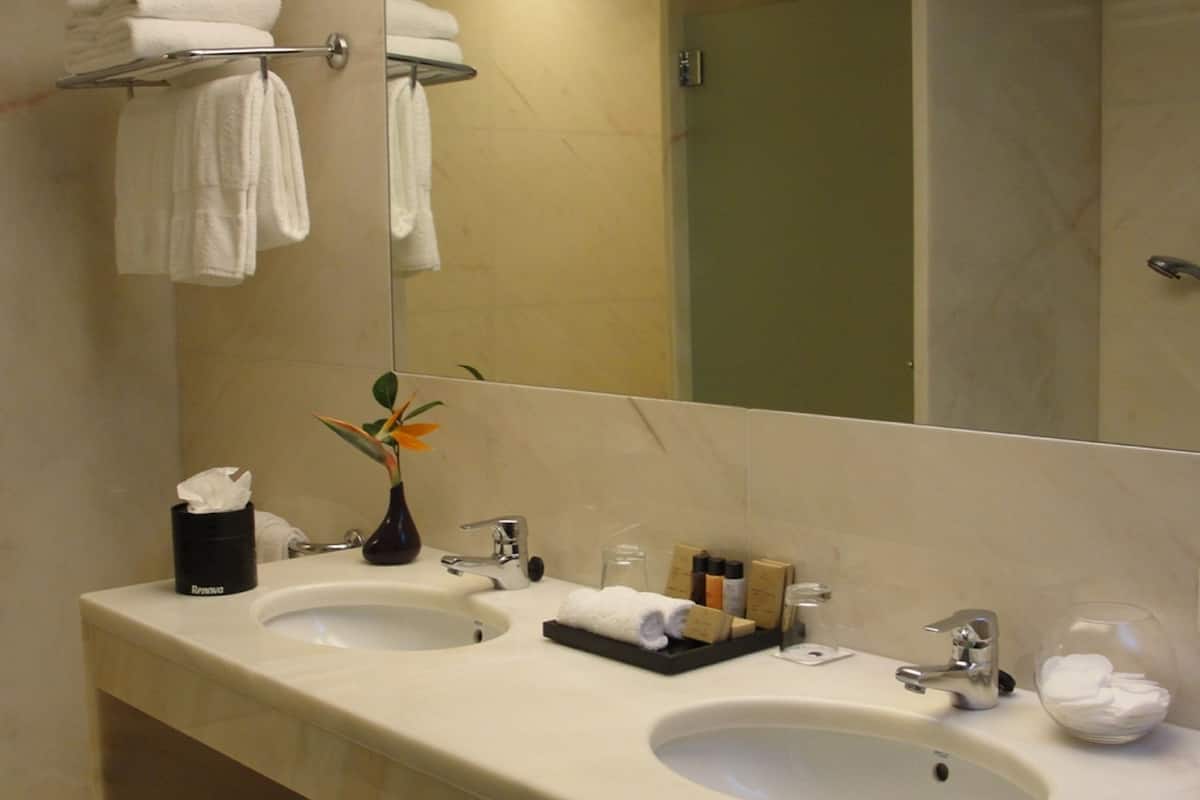 premium double room, garden view | bathroom | free toiletries, hair dryer, bathrobes, slippers