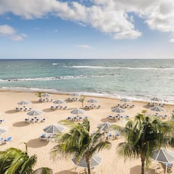 On the beach, free beach cabanas, sun loungers, beach towels