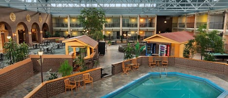 Indoor pool, open 9 AM to 10:00 PM, sun loungers