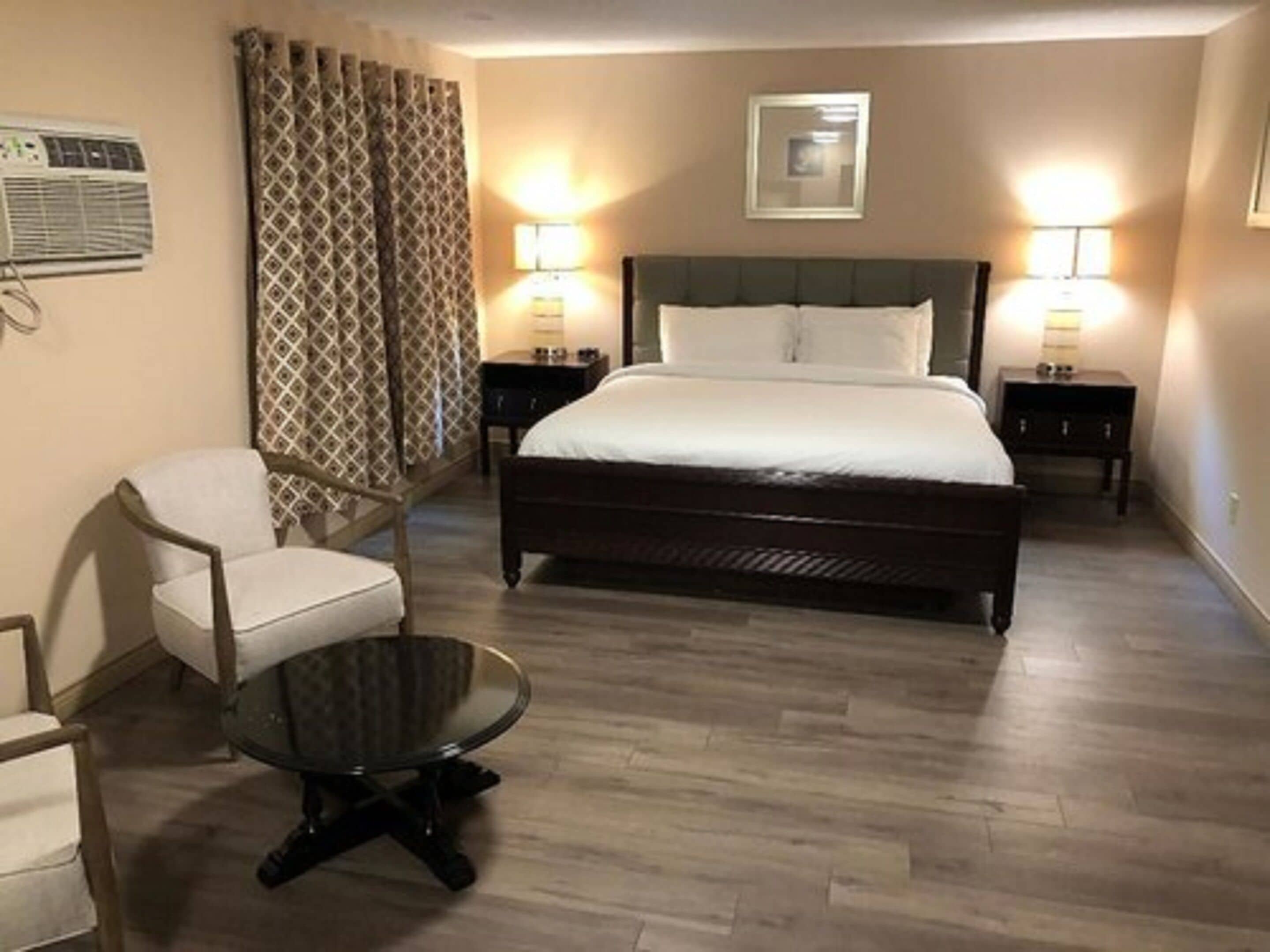 Pillowtop beds, desk, blackout drapes, iron/ironing board