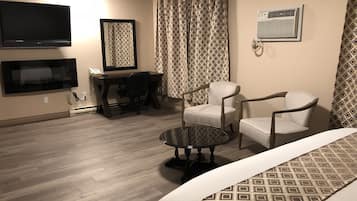 Pillow-top beds, desk, blackout curtains, iron/ironing board
