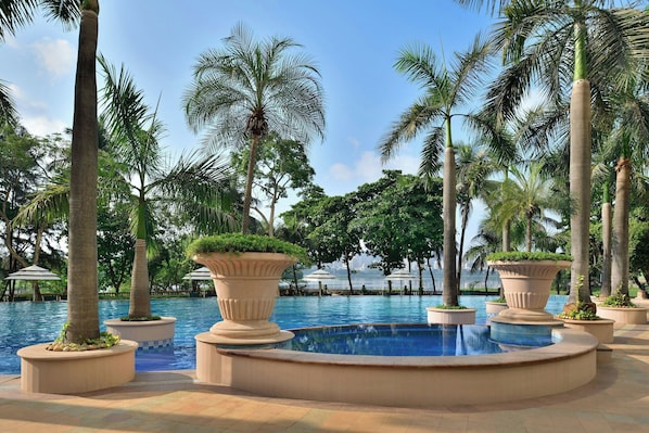 Outdoor pool, open 6:00 AM to 11:00 PM, pool umbrellas, sun loungers