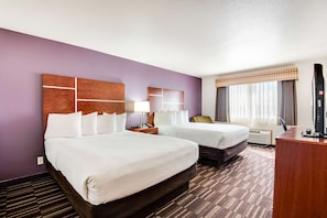 Standard Room, 2 Queen Beds, Non Smoking | Desk, laptop workspace, iron/ironing board, WiFi