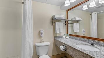Un baño con inodoro, lavabo, toallero y espejo.