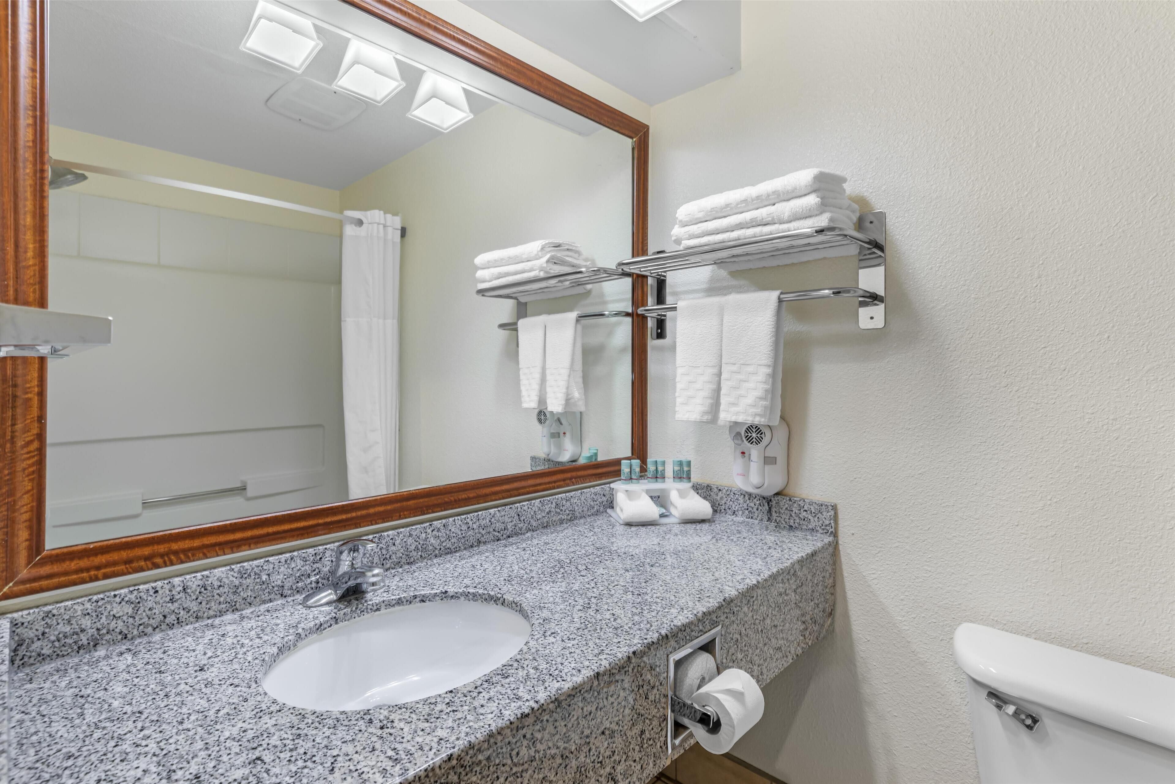 free toiletries, hair dryer, towels, soap