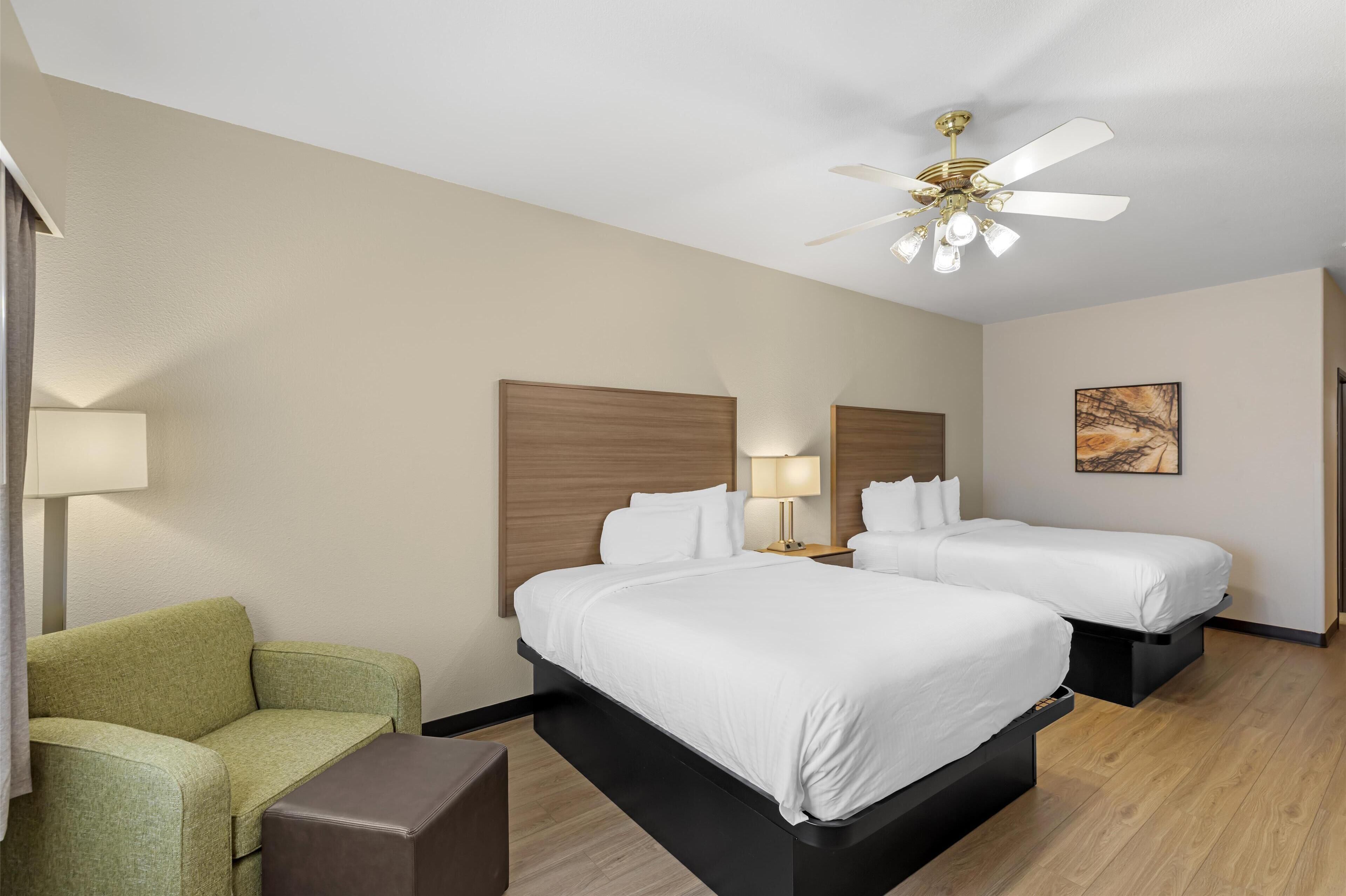 Suite, 2 Queen Beds, Refrigerator & Microwave (Walk-in Shower) | Premium bedding, desk, laptop workspace, iron/ironing board