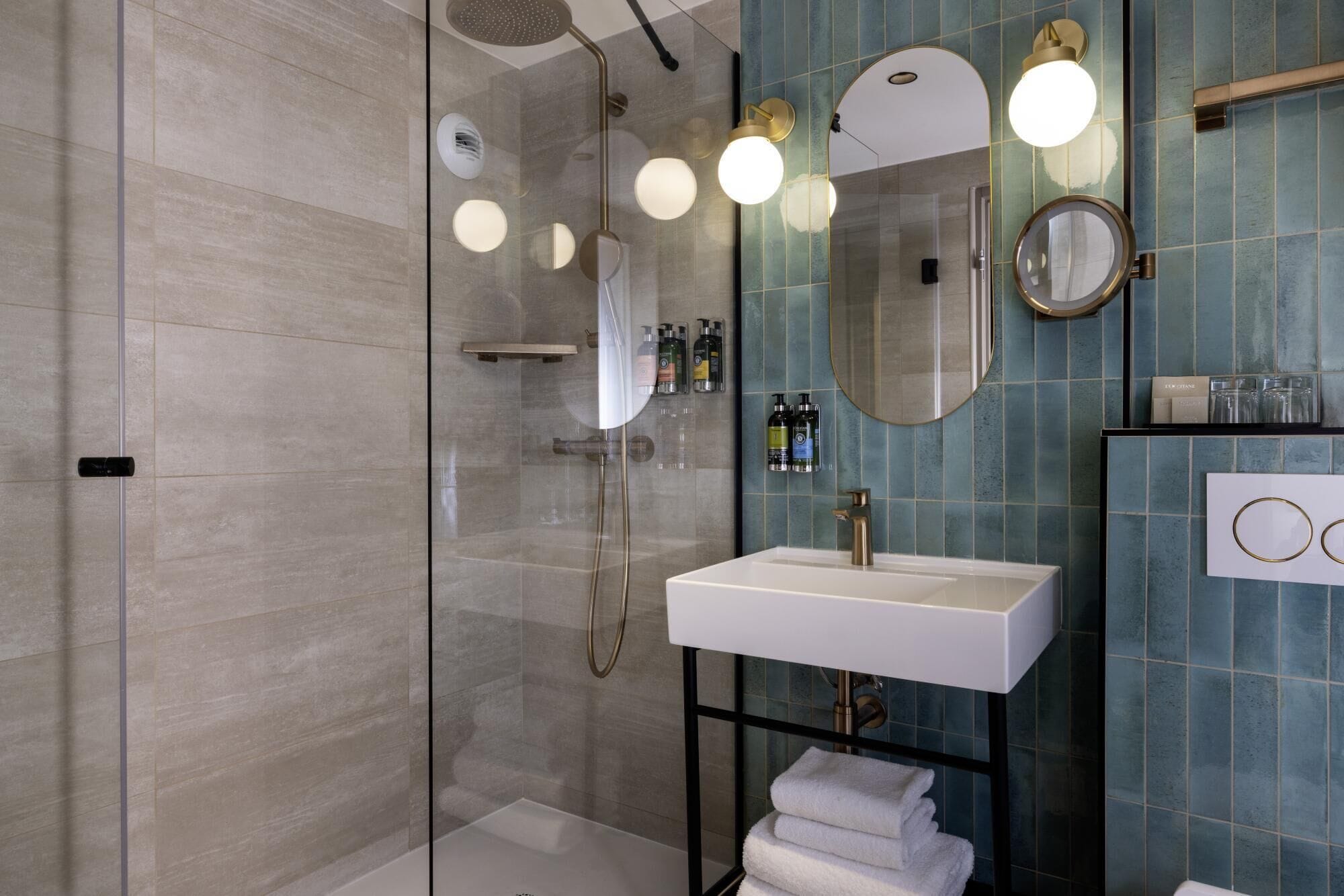 superior room | bathroom | shower, free toiletries, hair dryer, slippers