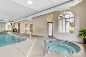 Indoor pool, open 10:00 AM to 10:00 PM, sun loungers