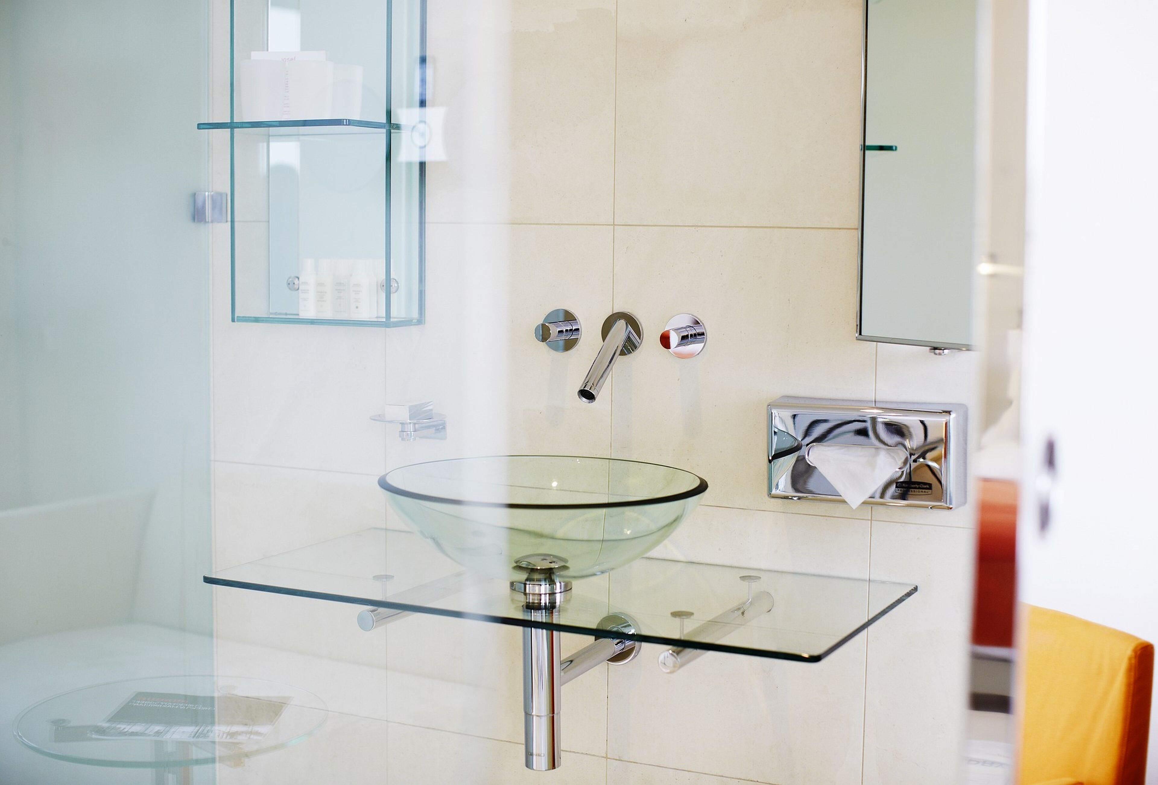 shower, designer toiletries, hair dryer, bathrobes