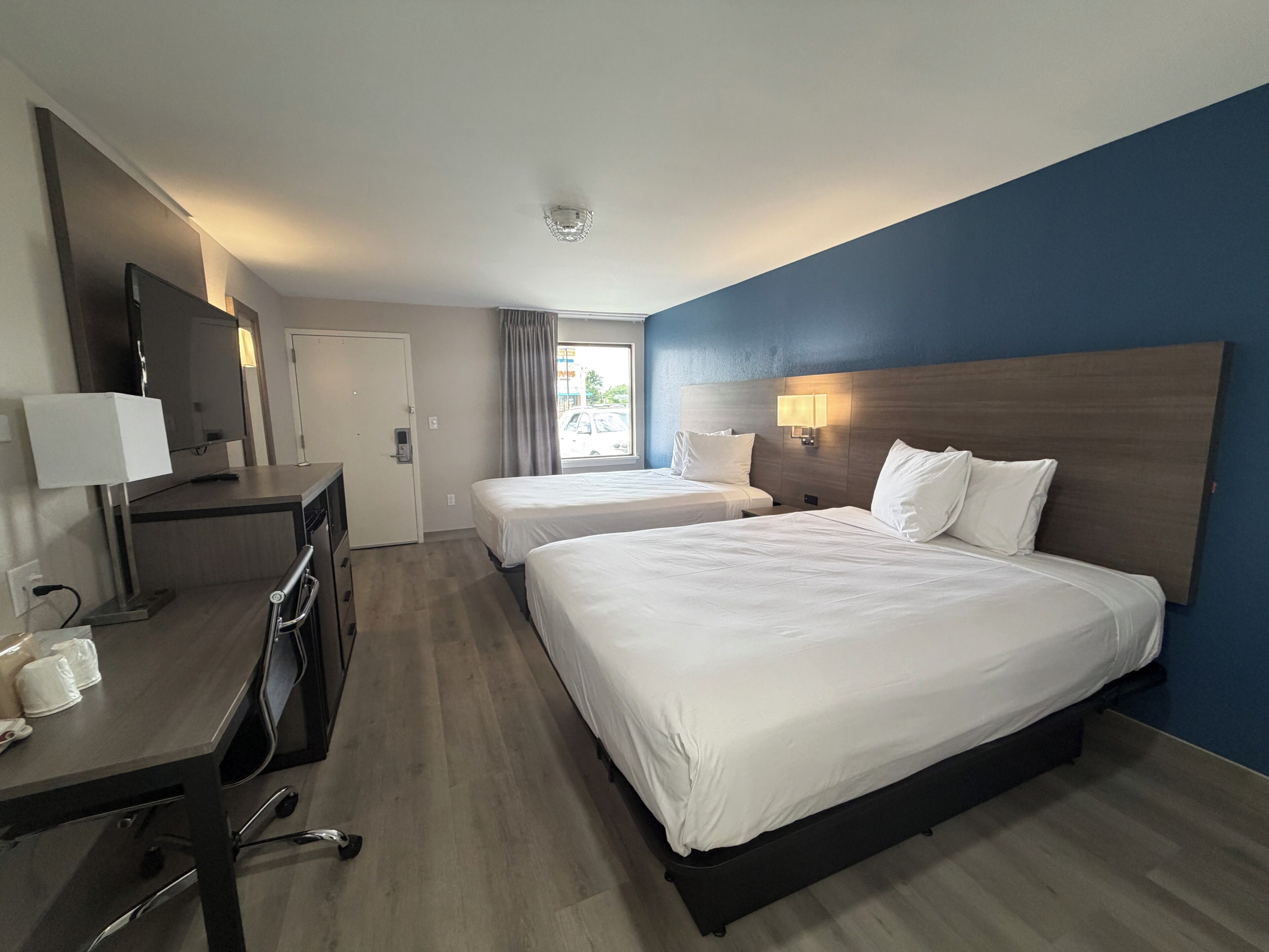 Blackout curtains, free WiFi, bed sheets