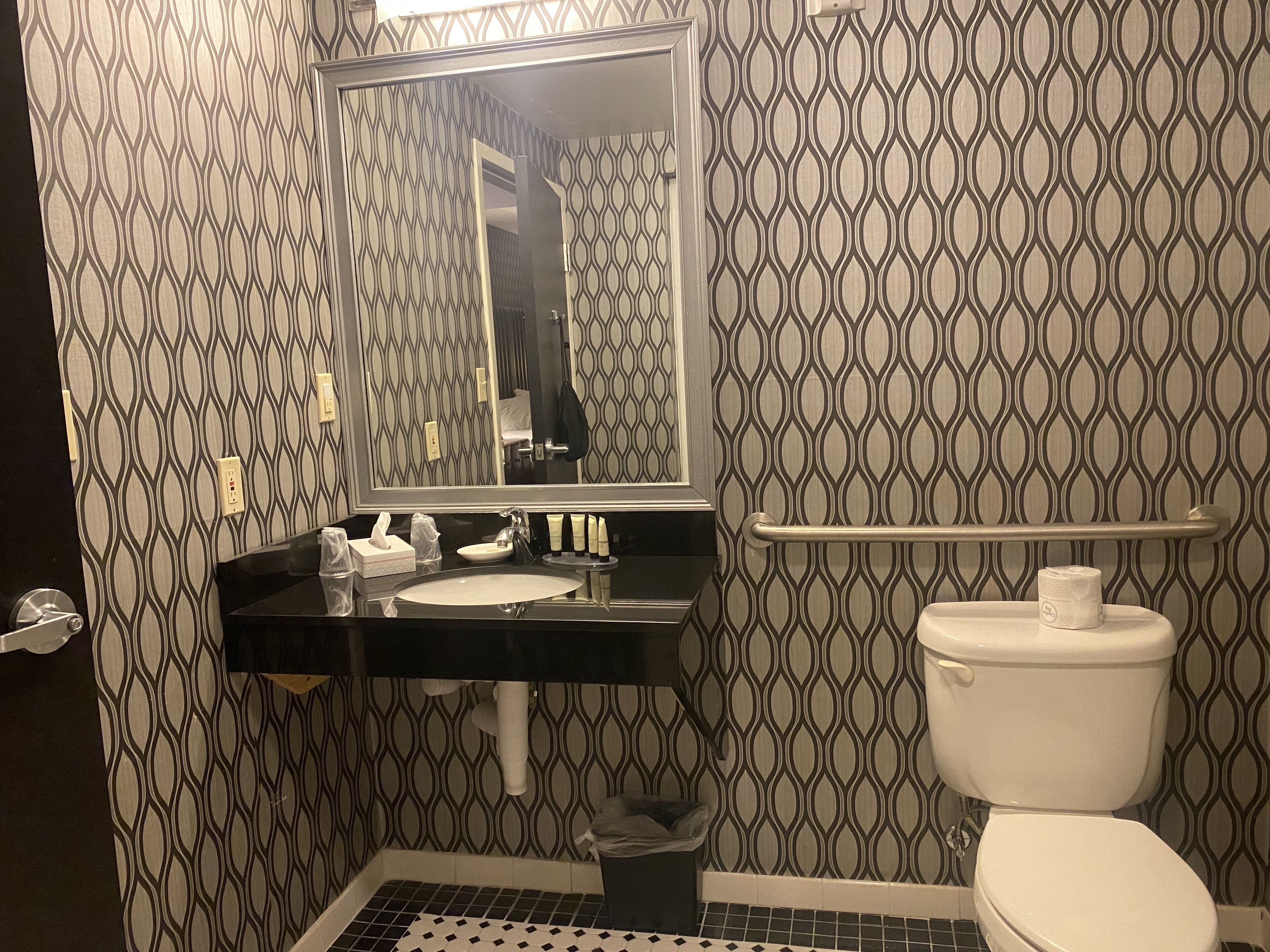 deluxe room, 1 queen bed, accessible | bathroom | combined shower/bathtub, designer toiletries, hair dryer, towels