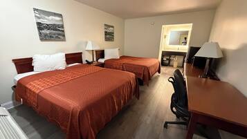 Desk, laptop workspace, blackout drapes, free WiFi