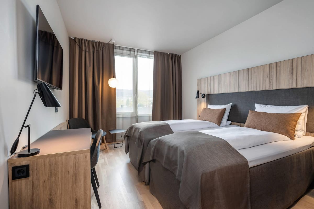 Habitación estándar con 2 camas individuales | Escritorio, espacio para trabajar con laptop, cunas y camas extra