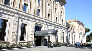 A large, historic building with a covered entrance and a paved courtyard. - TH Roma - Carpegna Palace (Rome)