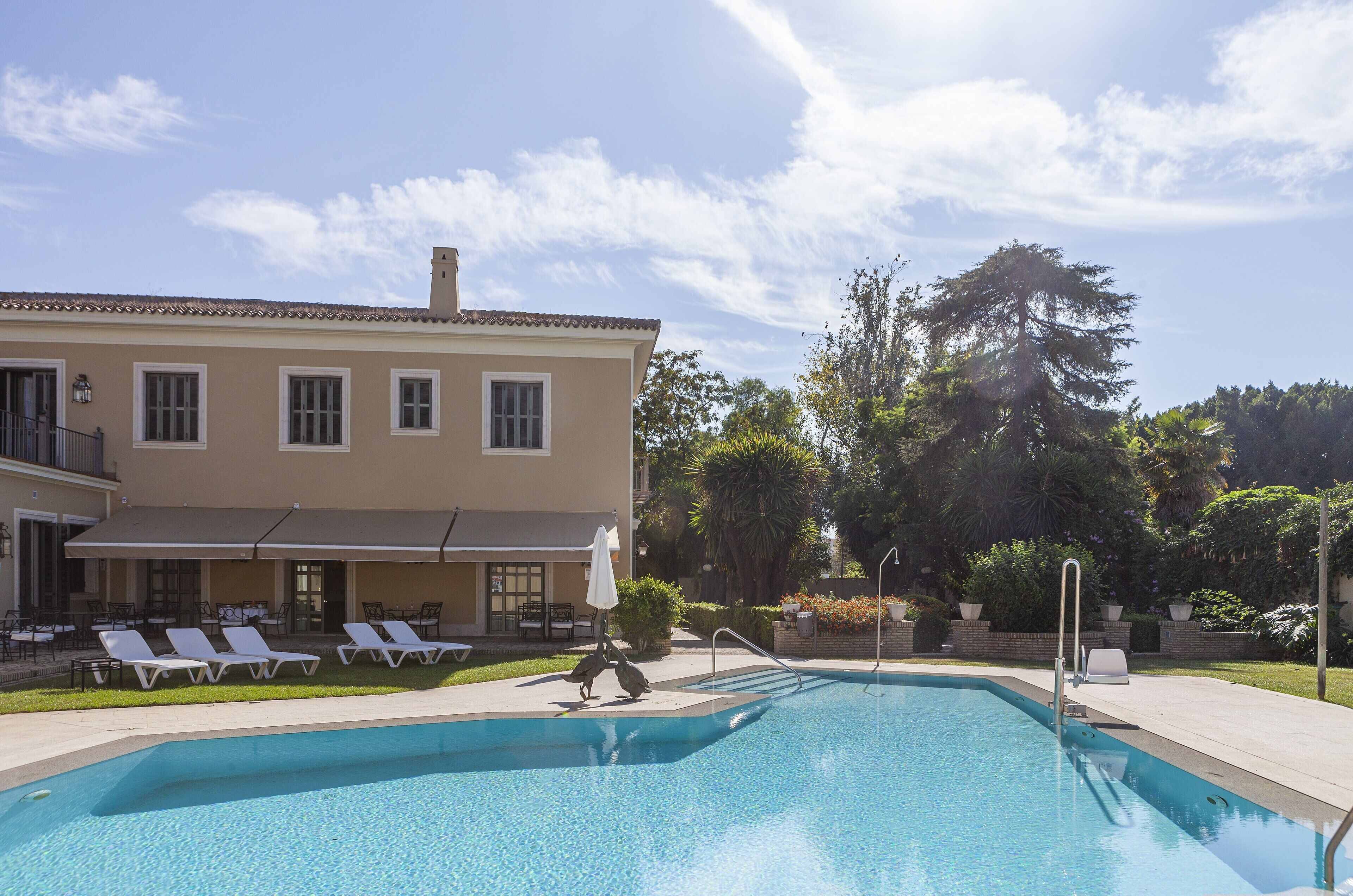 Outdoor pool, sun loungers