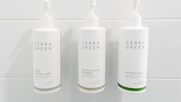 Suihkun ja ammeen yhdistelmä, ilmaiset hygieniatuotteet, hiustenkuivaaja