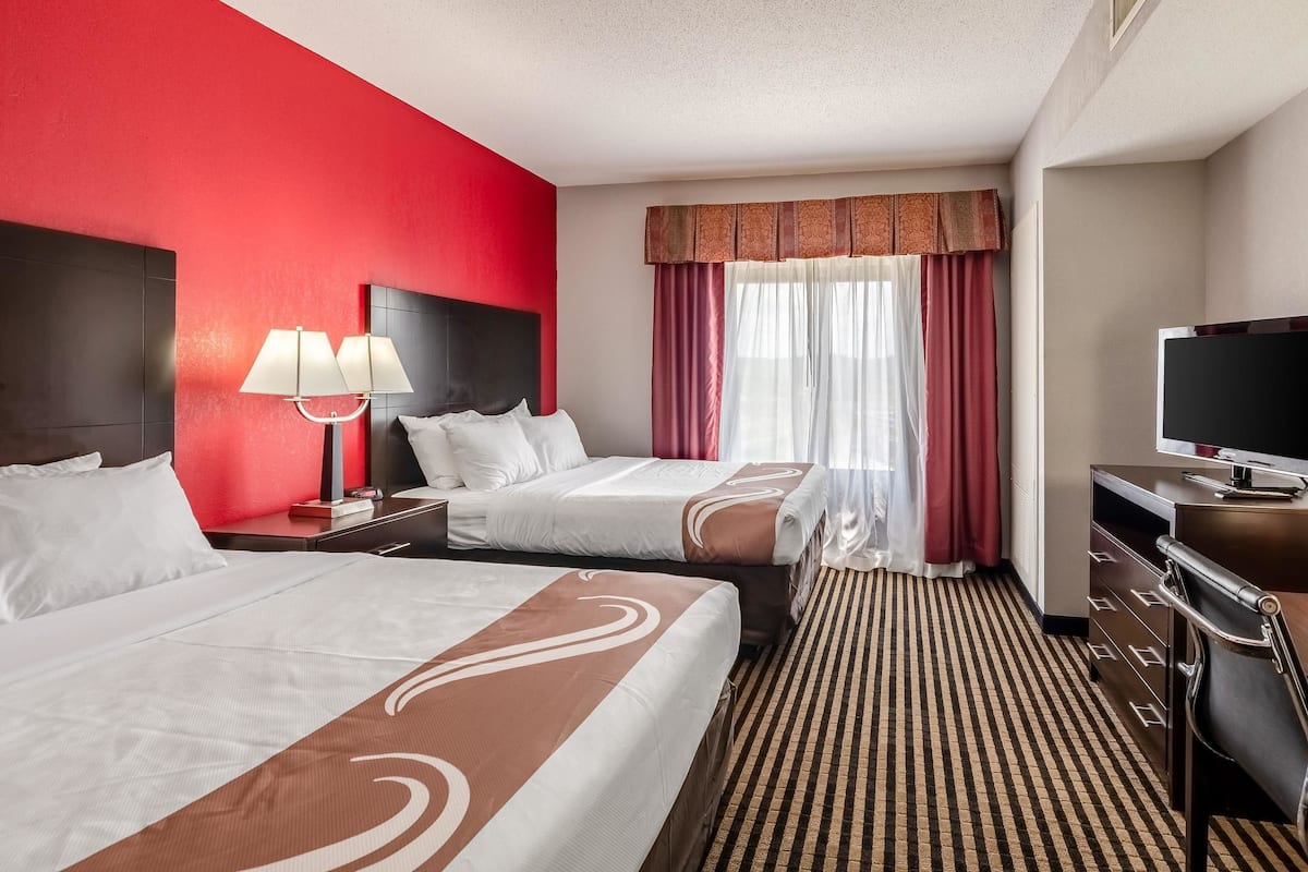 Standard Room, 2 Queen Beds, Non Smoking | Desk, blackout drapes, iron/ironing board, free WiFi