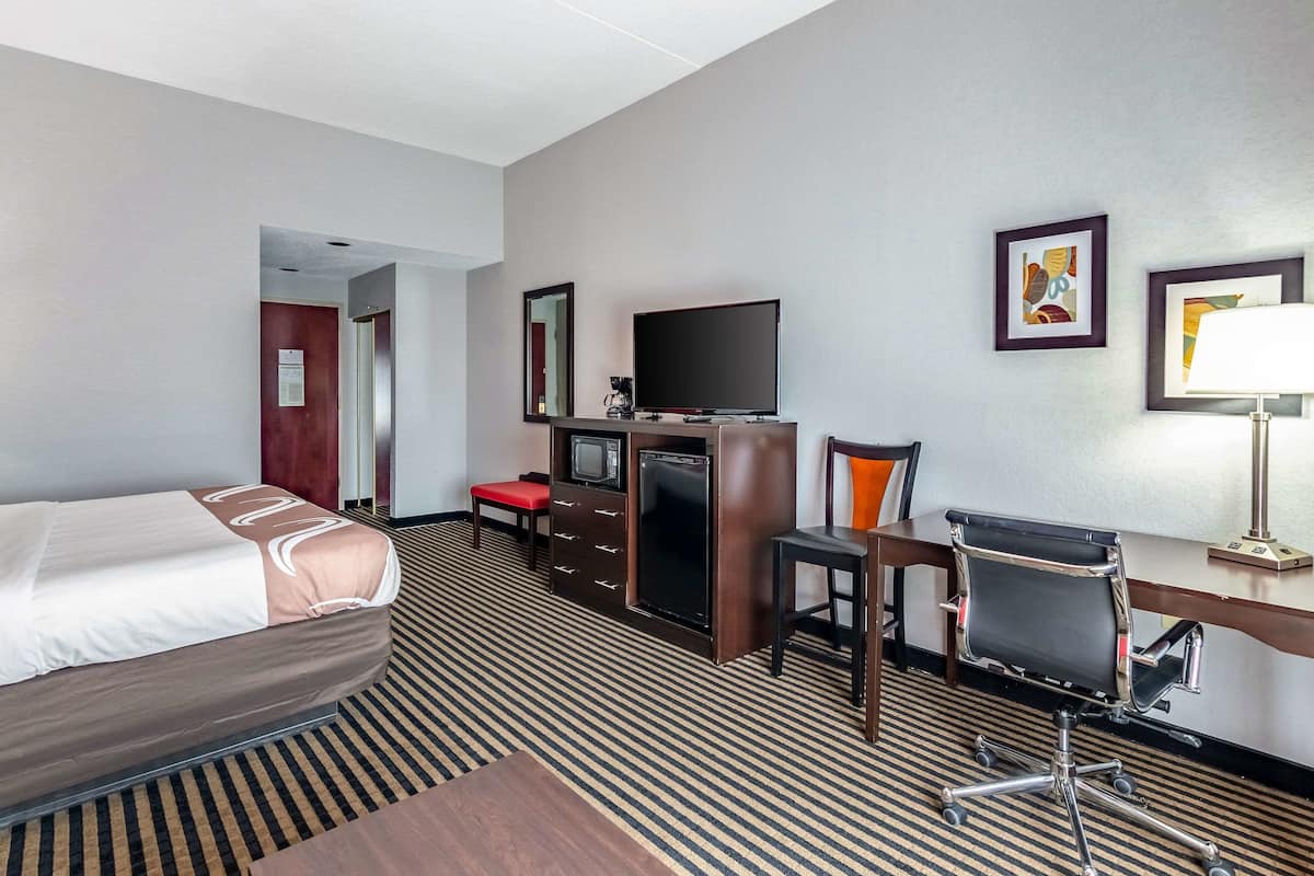 Desk, blackout drapes, iron/ironing board, free WiFi
