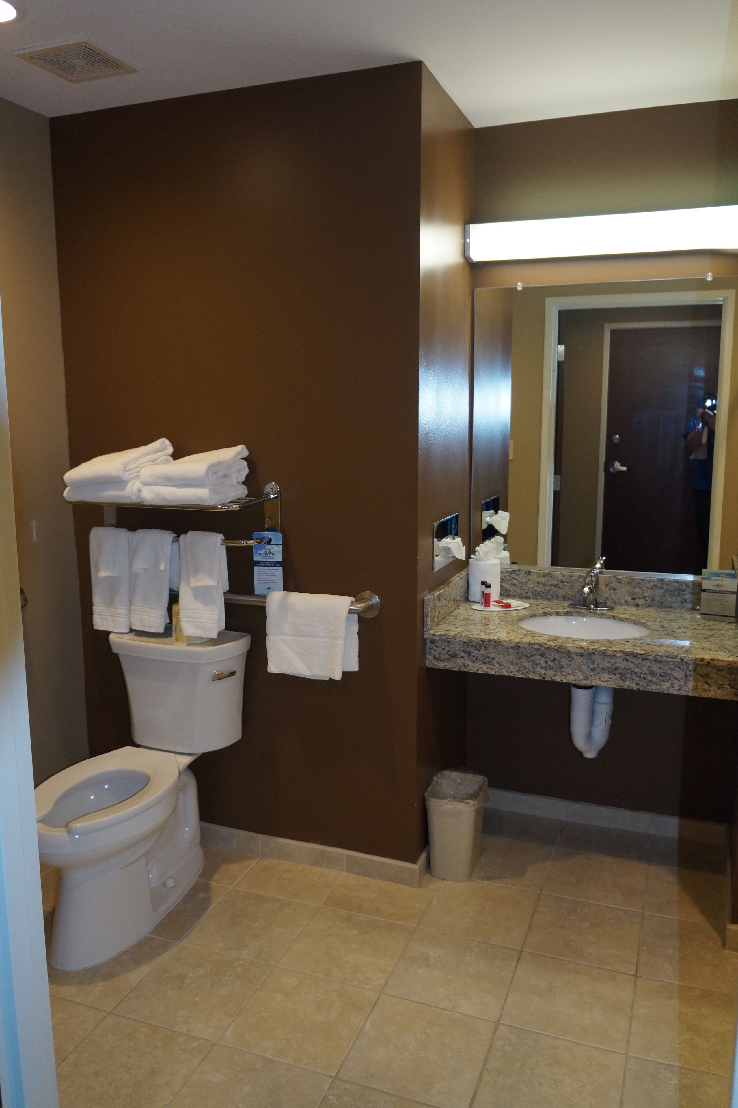 combined shower/bathtub, free toiletries, hair dryer, towels