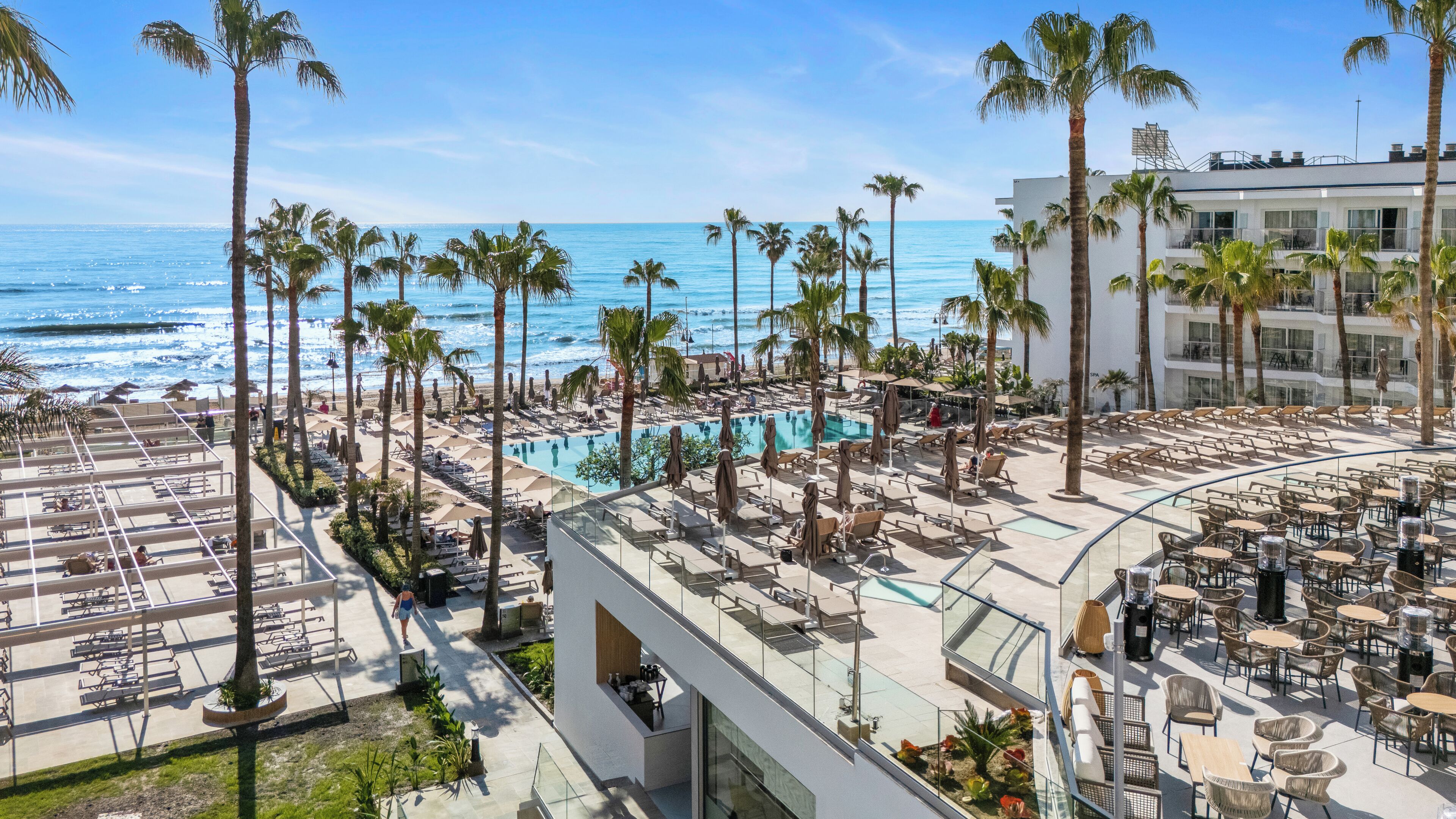 Indoor pool, outdoor pool, pool umbrellas, sun loungers