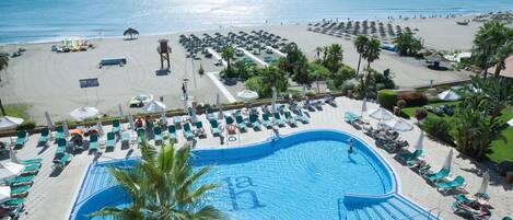 On the beach, white sand