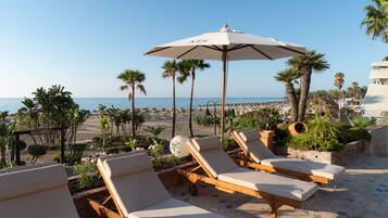 On the beach, white sand