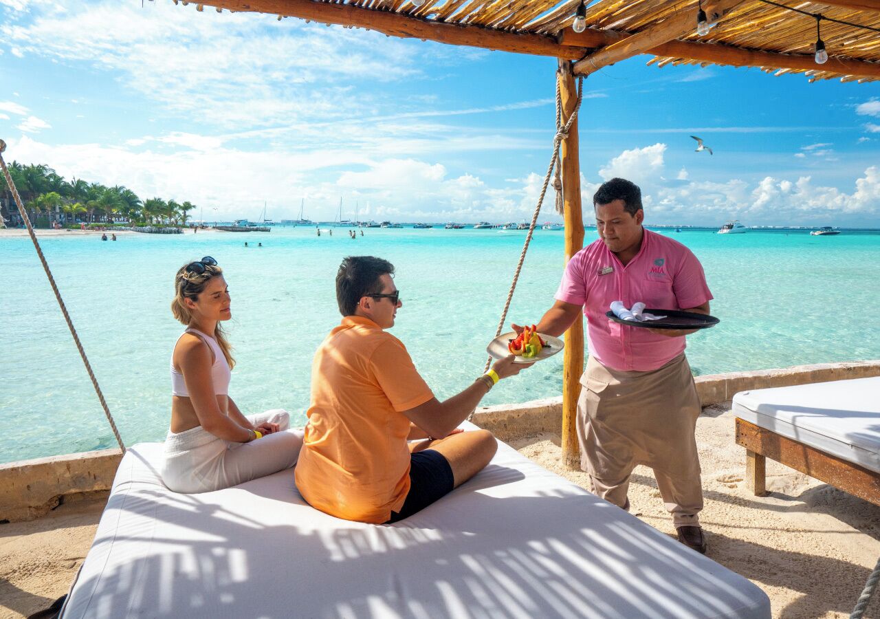Private beach, white sand, beach cabanas, sun loungers