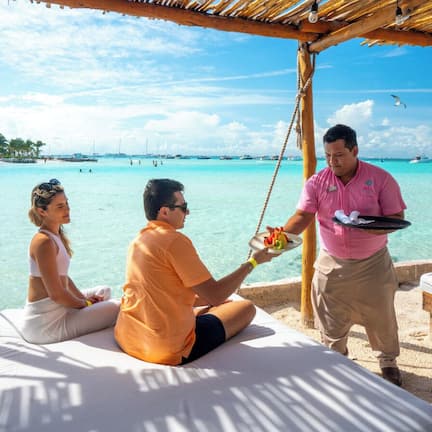 Private beach, white sand, beach cabanas, sun loungers
