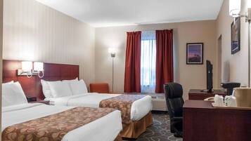 Desk, blackout curtains, iron/ironing board, free WiFi