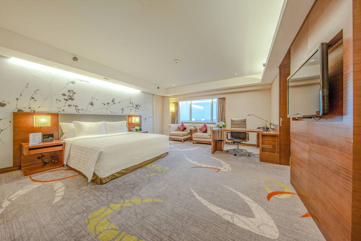 premium room, 1 king bed, club lounge access, city view | 1 bedroom, hypo-allergenic bedding, down duvets, minibar