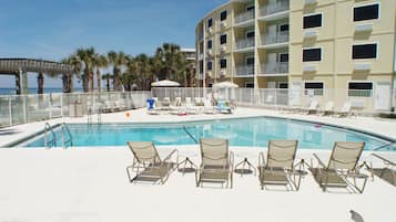 2 outdoor pools, pool umbrellas, pool loungers