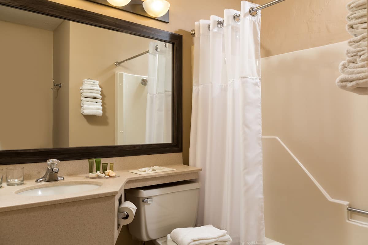 free toiletries, hair dryer, towels, soap