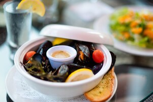 Breakfast, lunch and dinner served