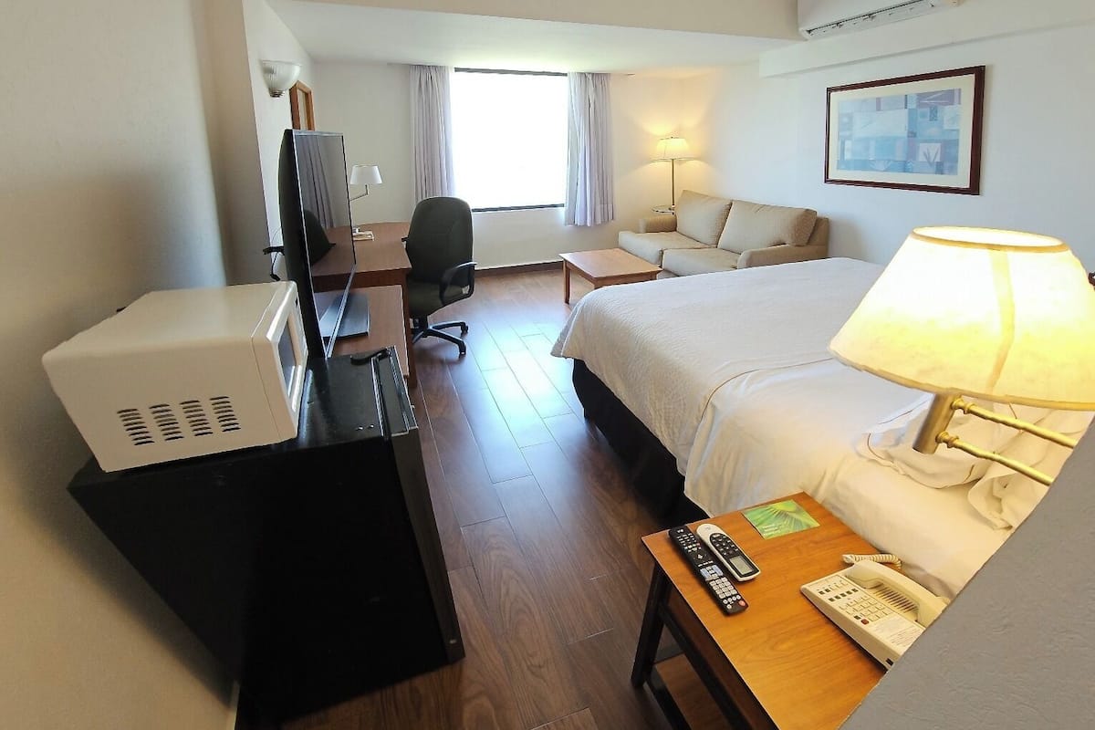 In-room safe, desk, laptop workspace, blackout drapes