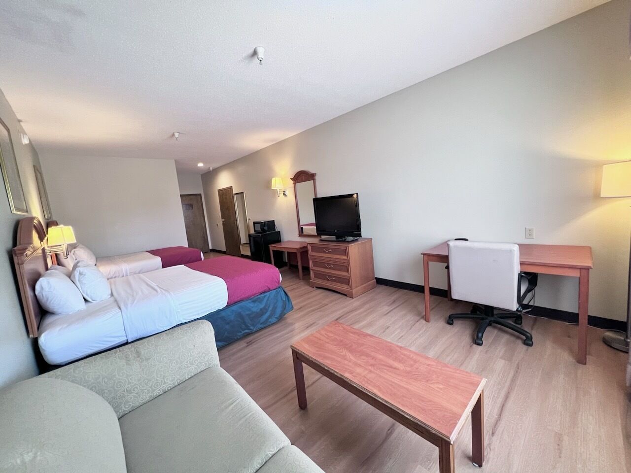 suite, 2 queen beds, non smoking | desk, iron/ironing board, internet, bed sheets