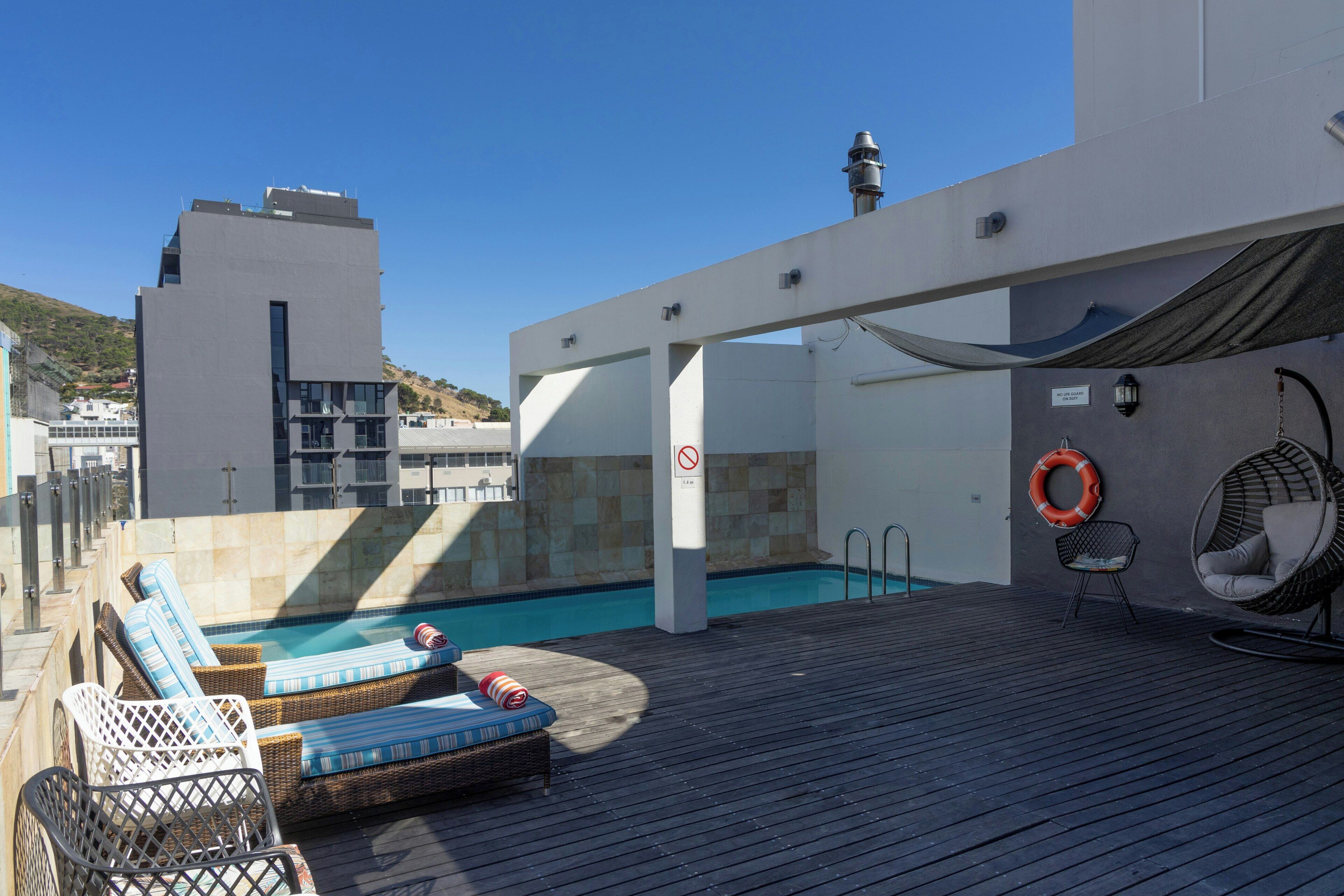 Outdoor pool, sun loungers