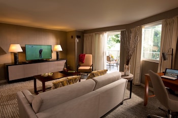 Hotel room view looking out at Eaglewood Resort and Spa