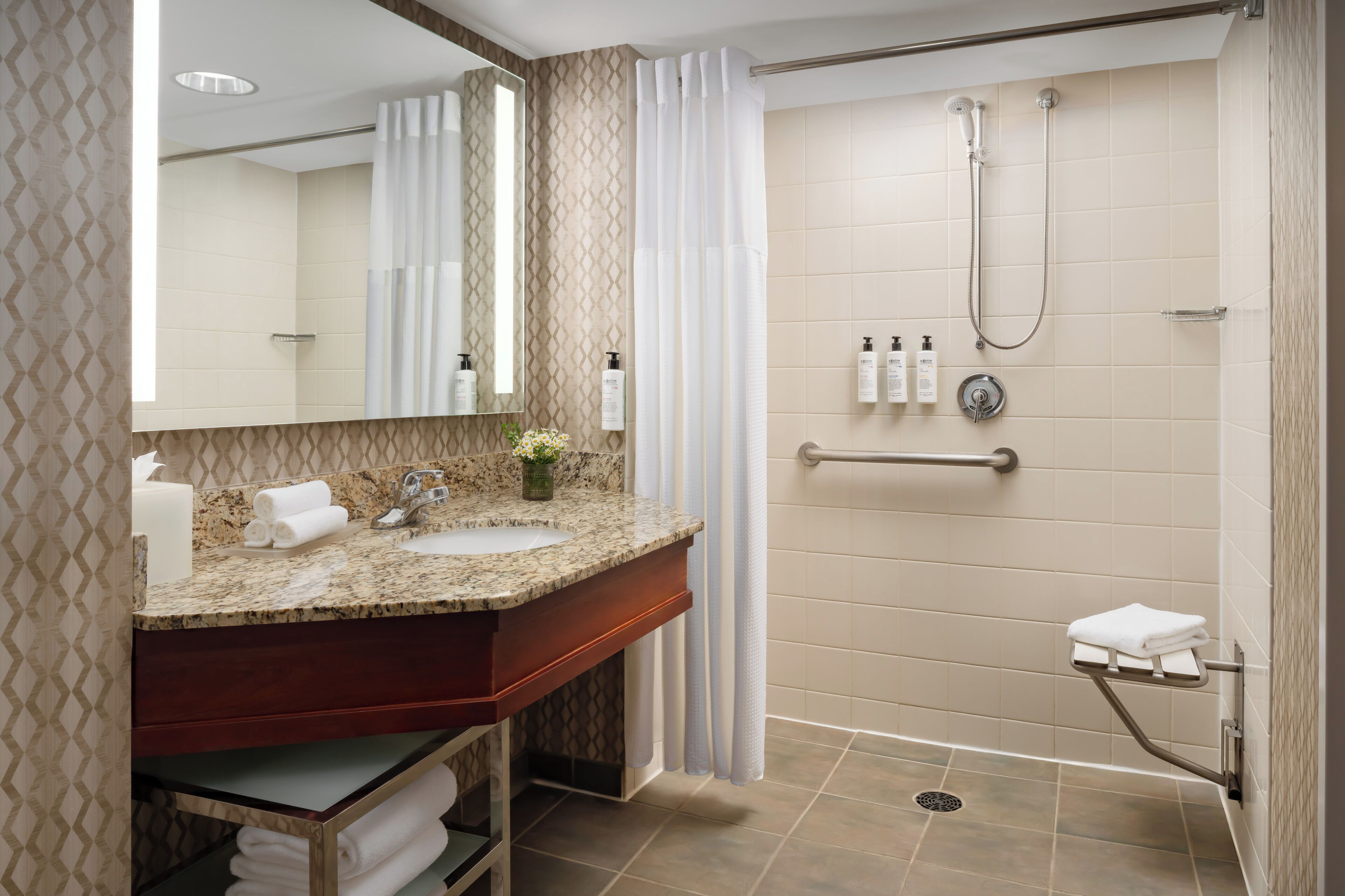 The Standard - Accessible Roll-in Shower Golf View (Single King) | Bathroom | Free toiletries, hair dryer, bathrobes, towels