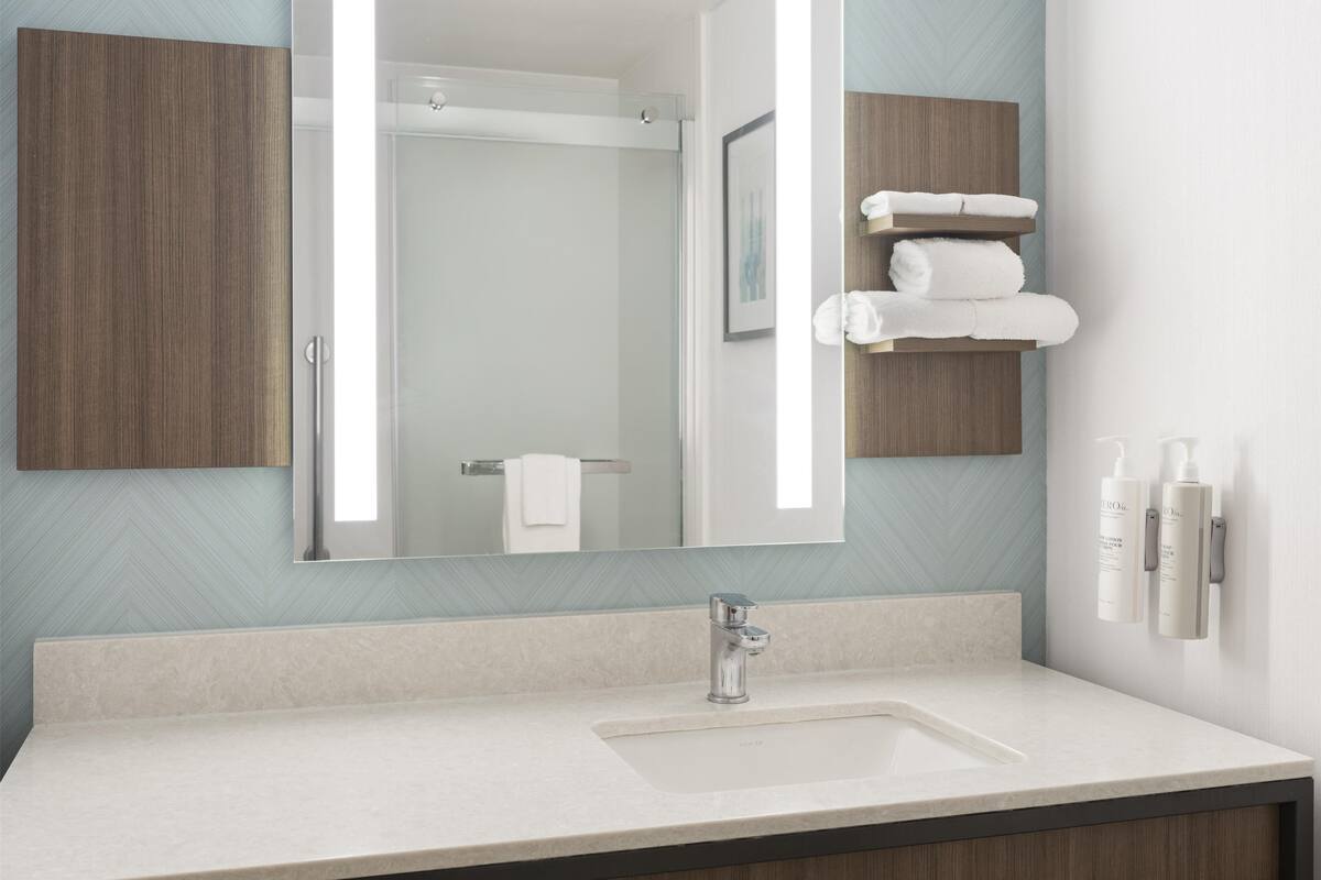 free toiletries, hair dryer, towels, soap