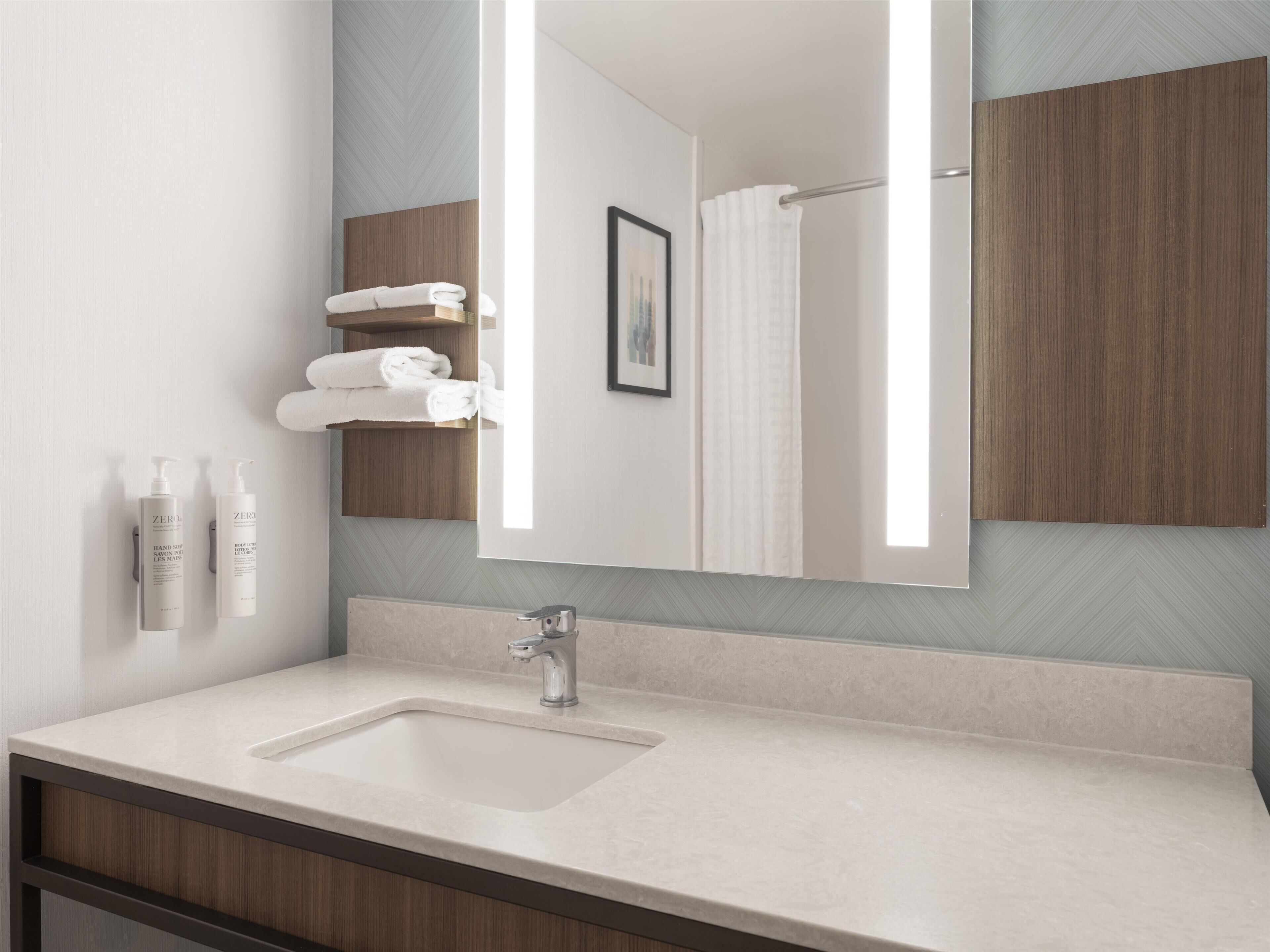 free toiletries, hair dryer, towels, soap