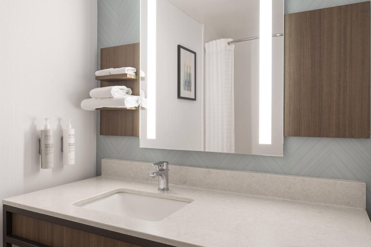 free toiletries, hair dryer, towels, soap