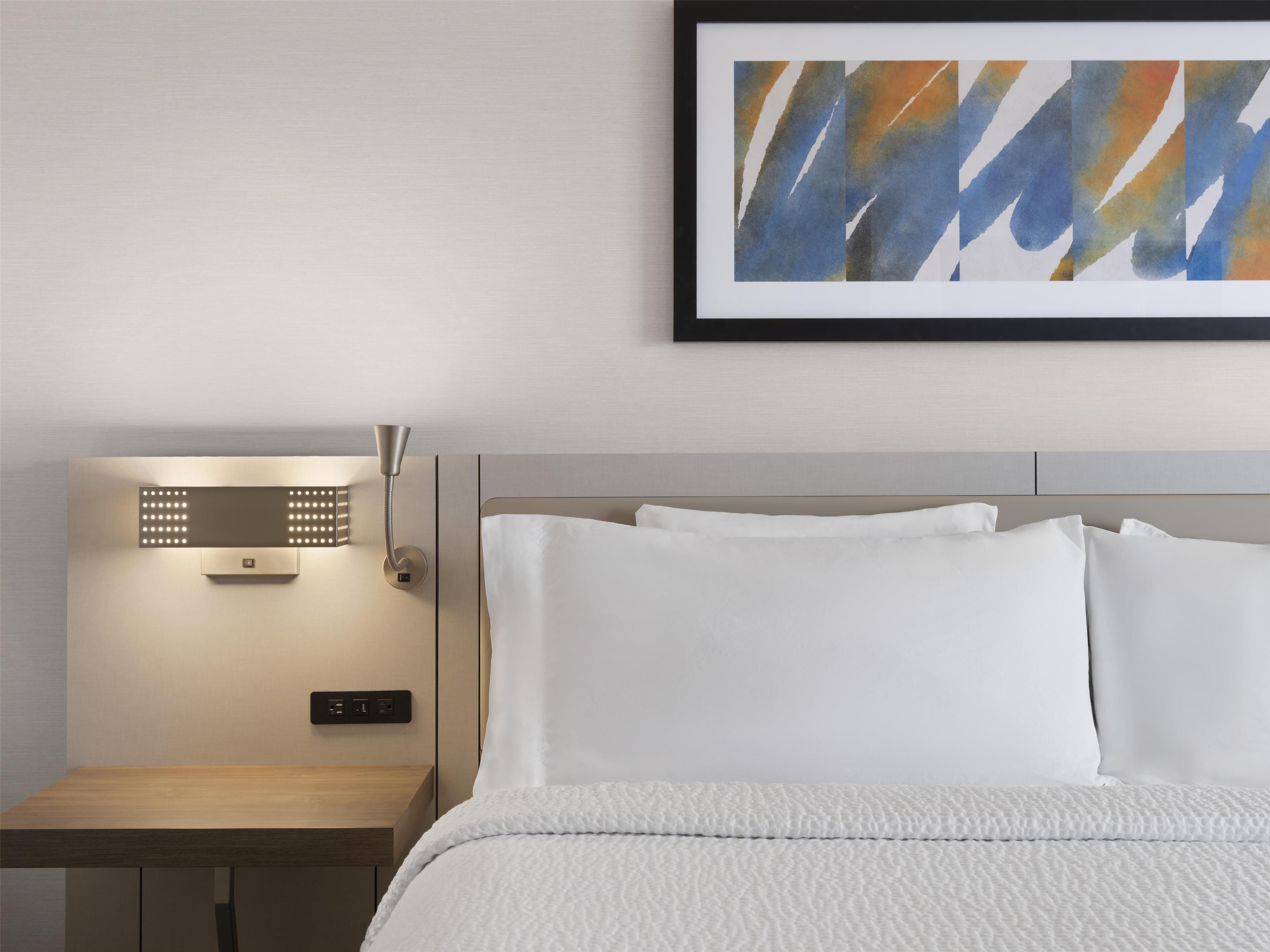 hypo-allergenic bedding, in-room safe, blackout curtains