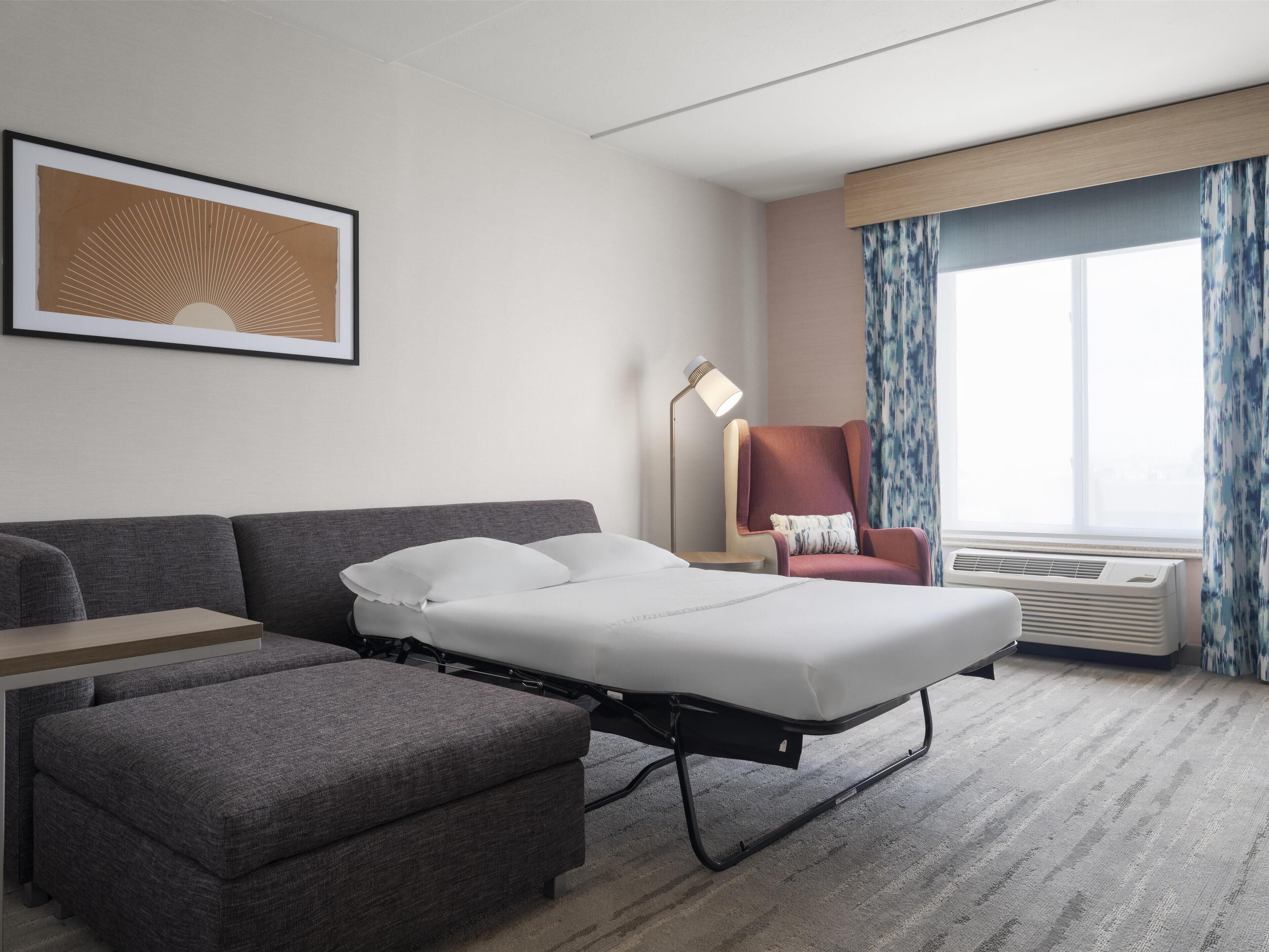 suite, 1 king bed | living area | 37-inch flat-screen tv with satellite channels, tv, netflix