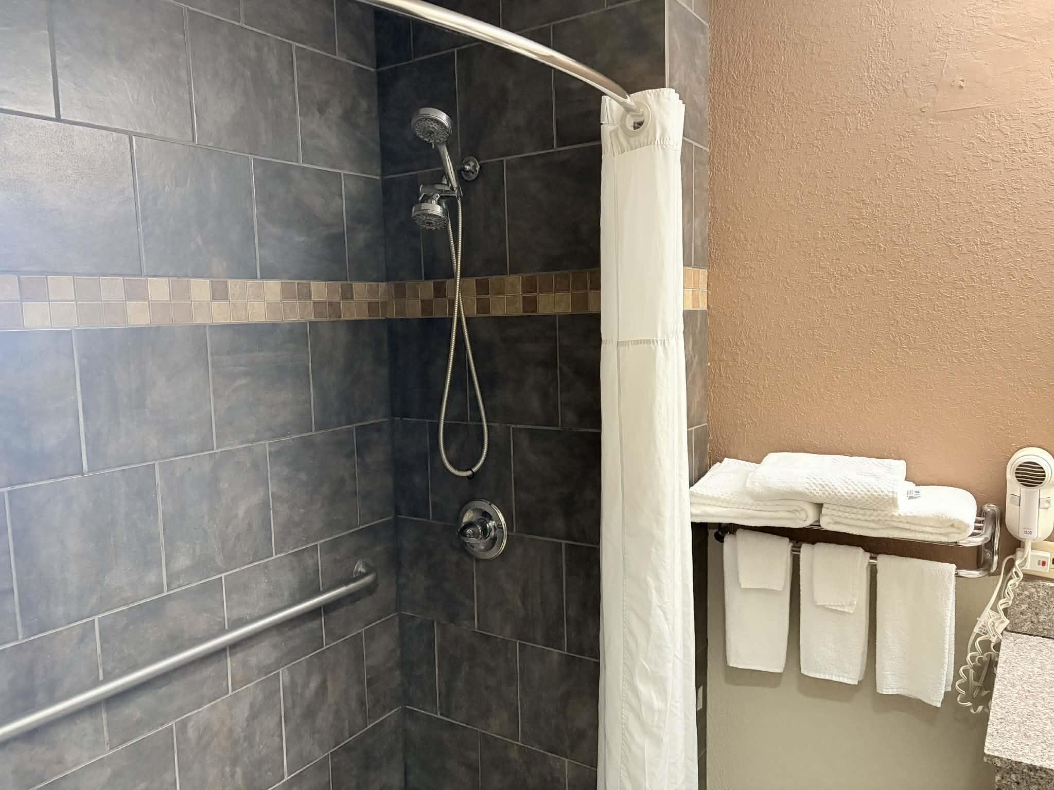 Room, 2 Queen Beds, Mobility Accessible, Non Smoking (Mobility, Bathtub W/grab Bars) | Bathroom | Free toiletries, hair dryer, towels, soap