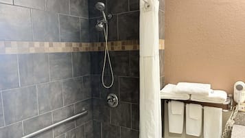 Room, 2 Queen Beds, Mobility Accessible, Non Smoking (Mobility, Bathtub W/grab Bars) | Bathroom | Free toiletries, hair dryer, towels, soap